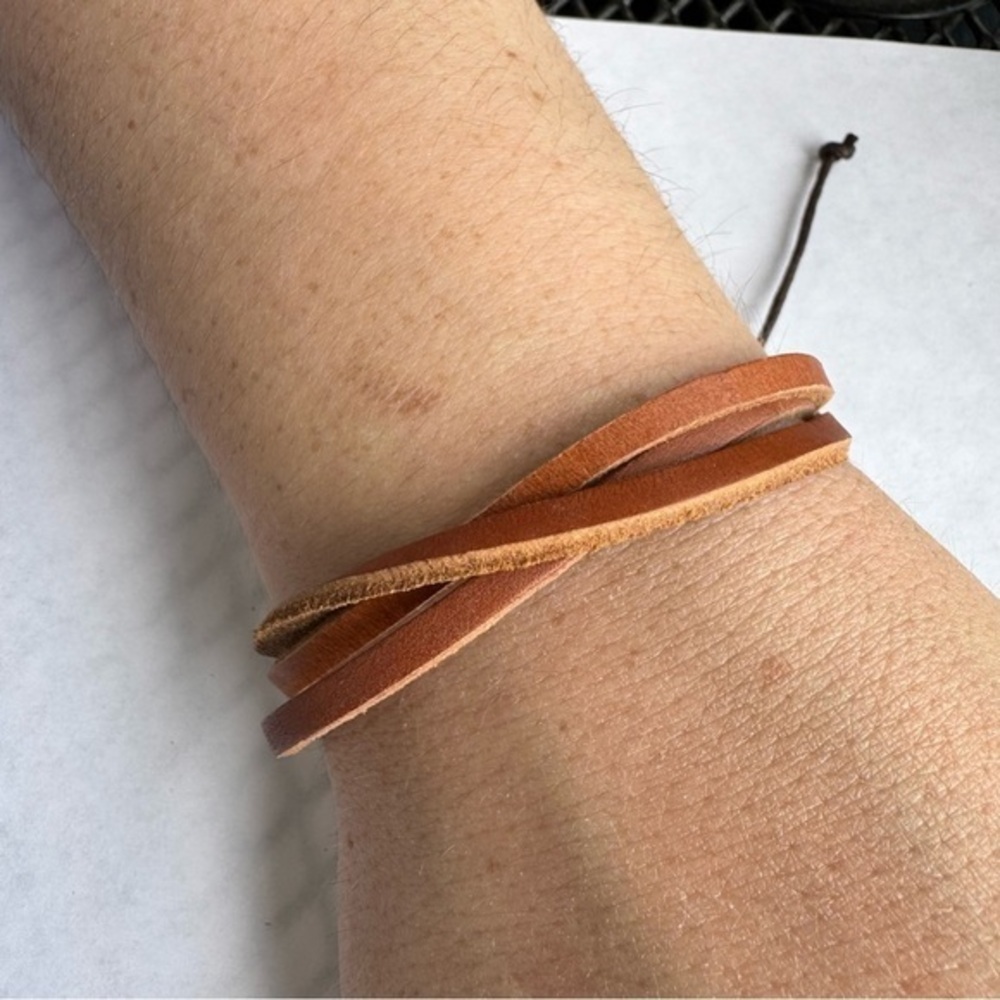 Brown Faux Leather Wrap Bracelet